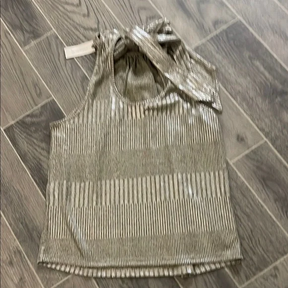 Anthropologie Maeve Metallic Silver Skirt - Picture 7 of 9